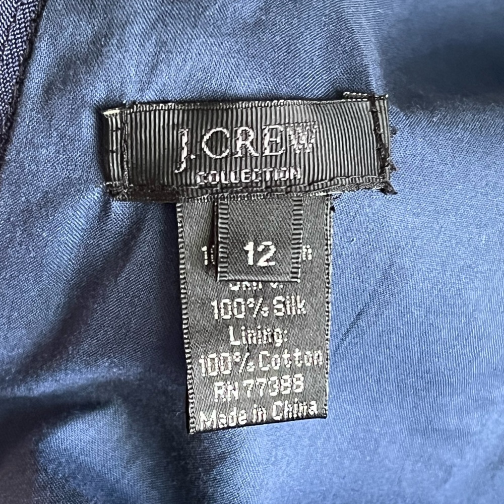 J. Crew Collection Navy and Black Dress Sleeveless Silk, Linen, Cotton Size 12 - Picture 6 of 13